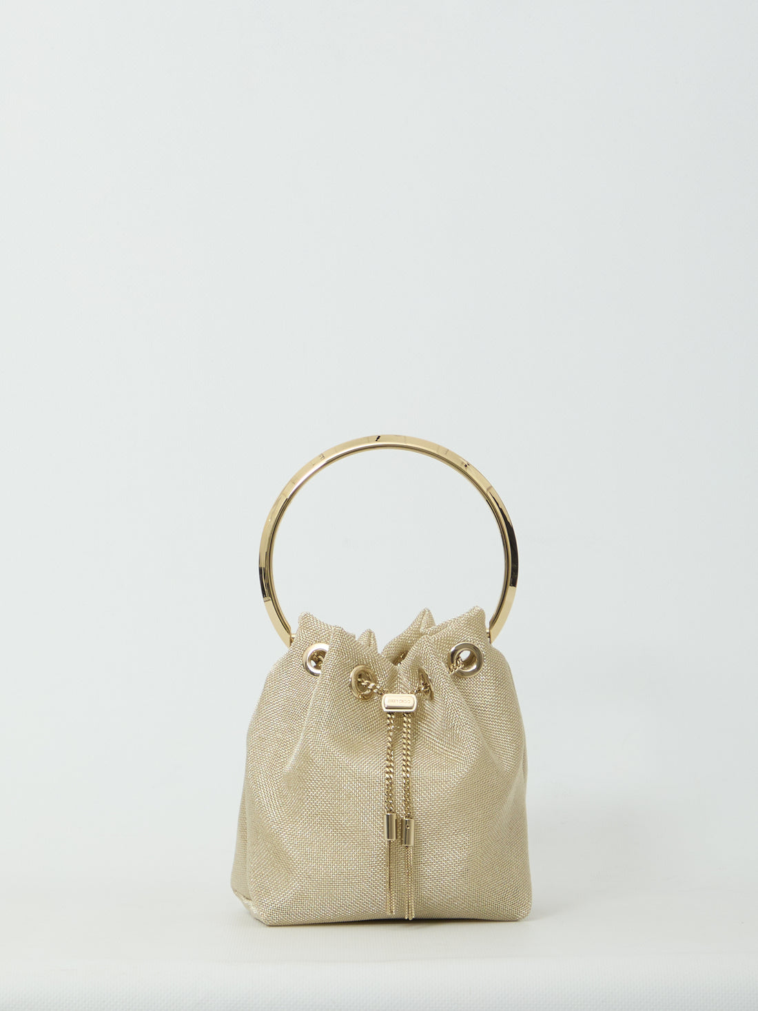 JIMMY CHOO OS champagne mesh bon bon bag