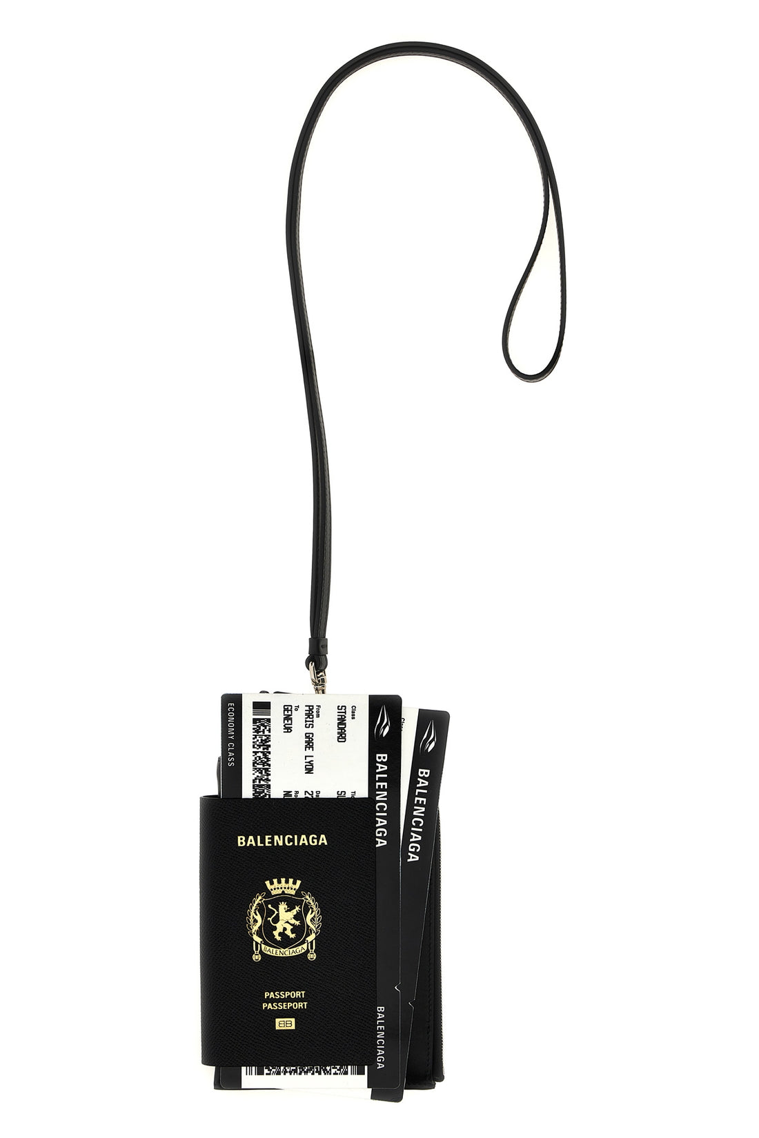 BALENCIAGA OS passport cell phone case in semi-matte textured calfskin leather