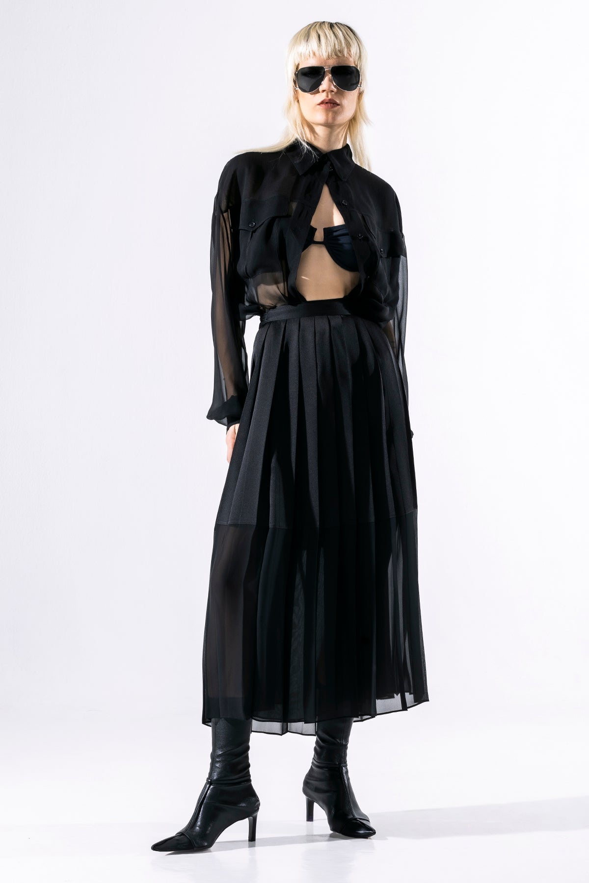 semi-transparent silk muslin shirt