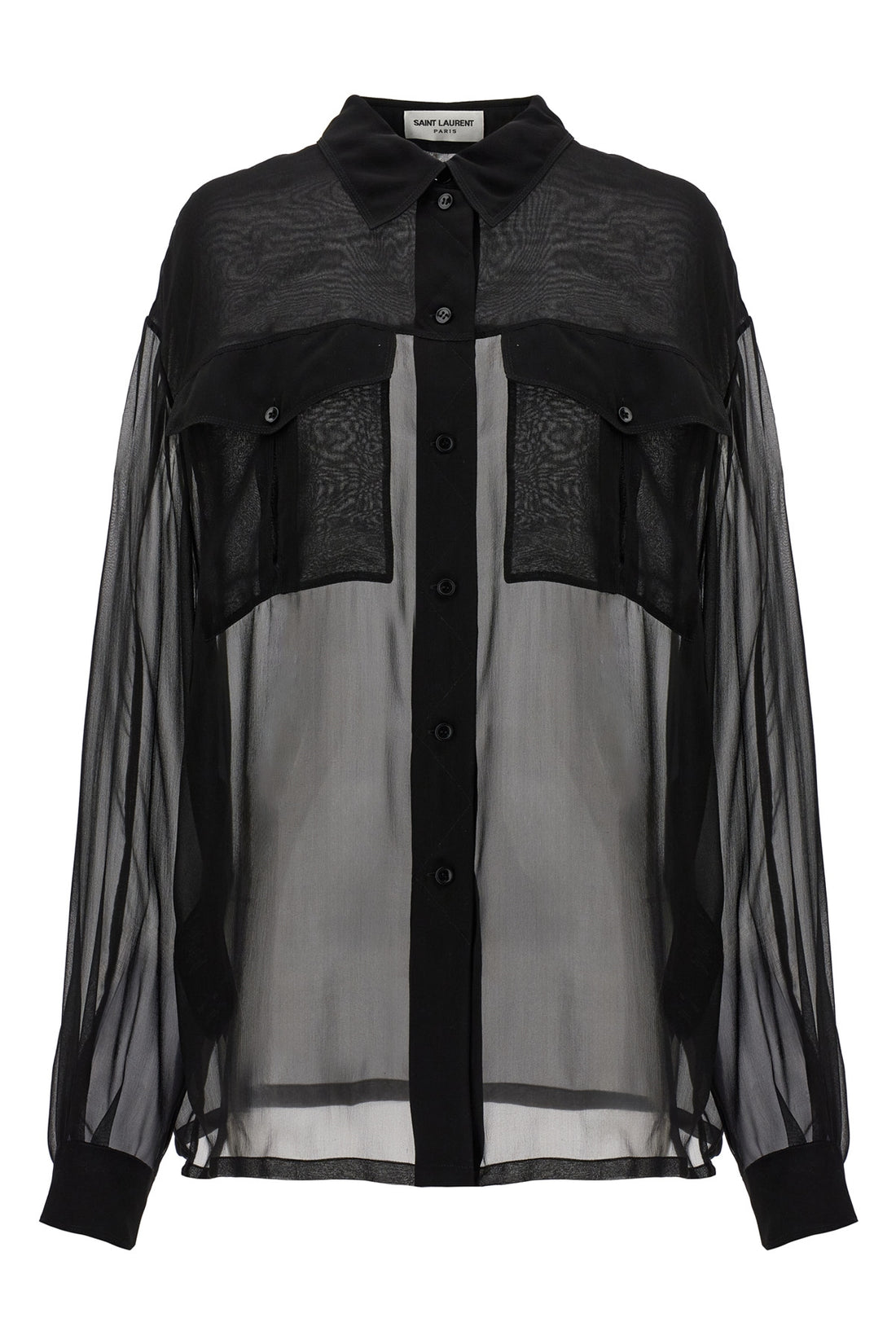 SAINT LAURENT 40 semi-transparent silk muslin shirt