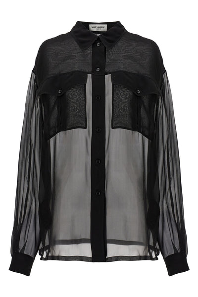 semi-transparent silk muslin shirt