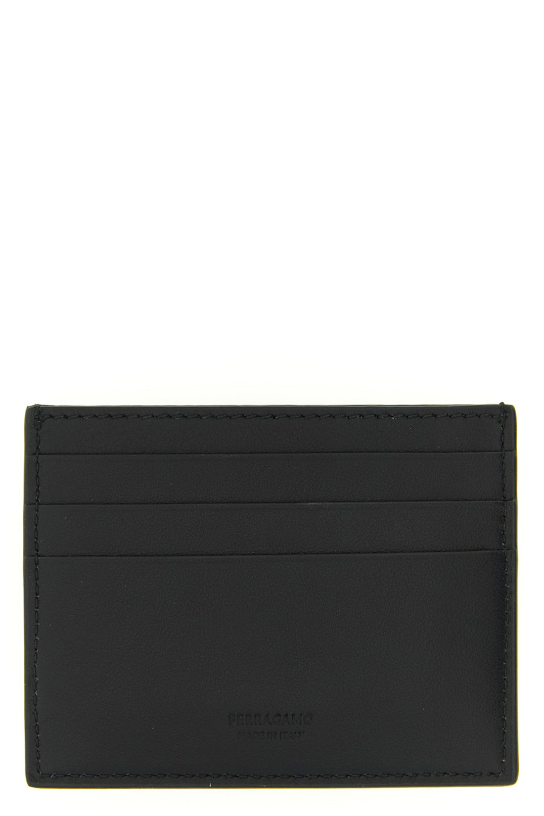 FERRAGAMO OS gancini card holder in treated calf leather