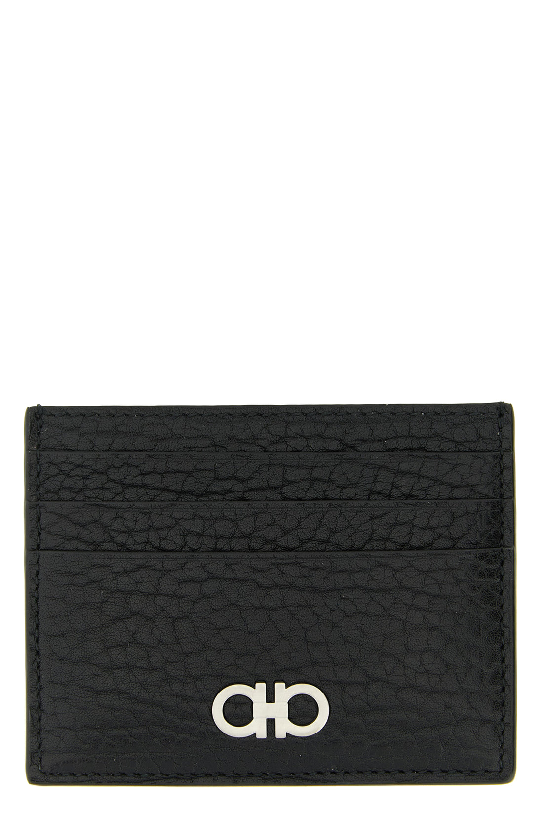 FERRAGAMO OS gancini card holder in treated calf leather