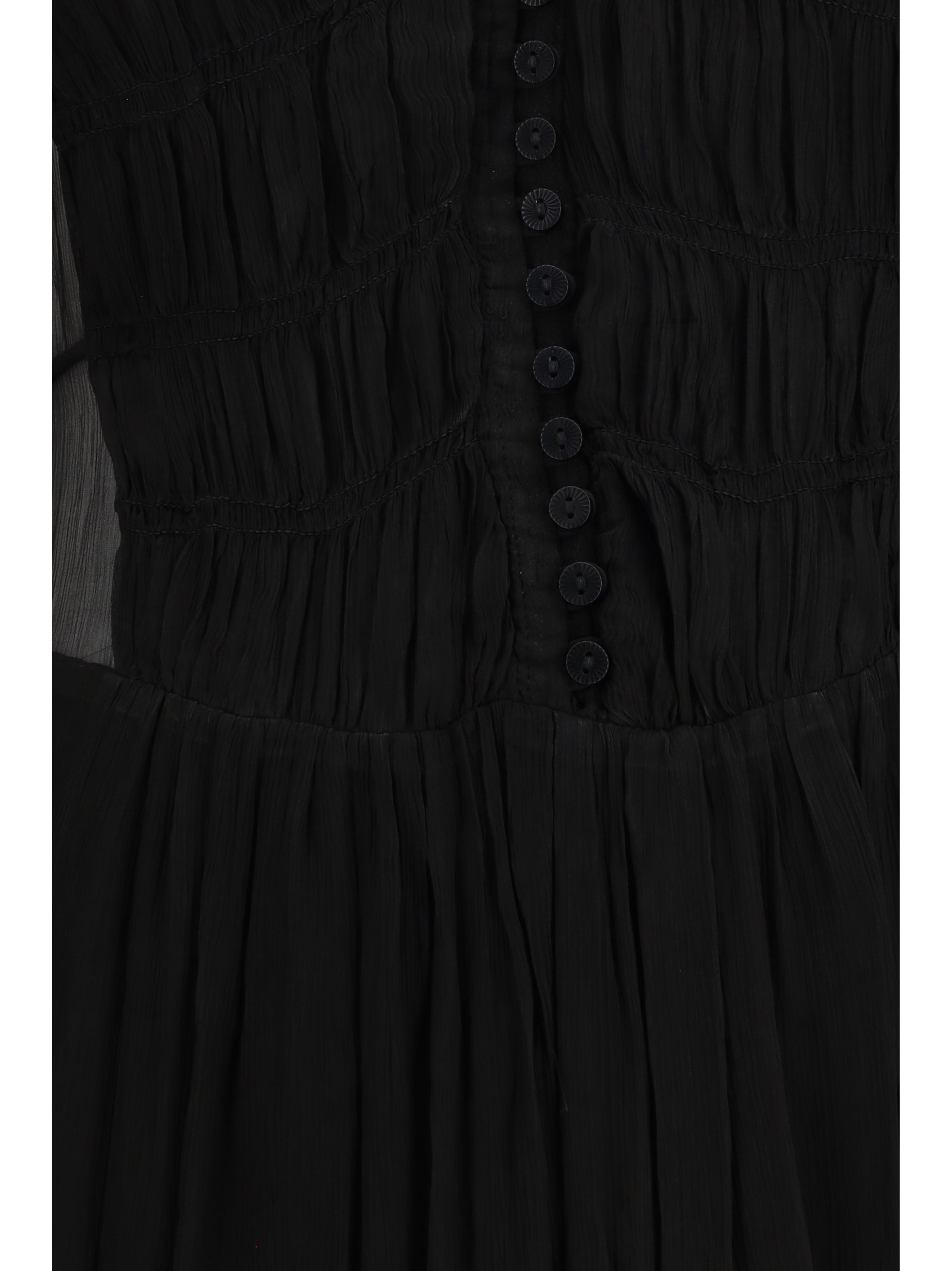 buttoned sheer long dress