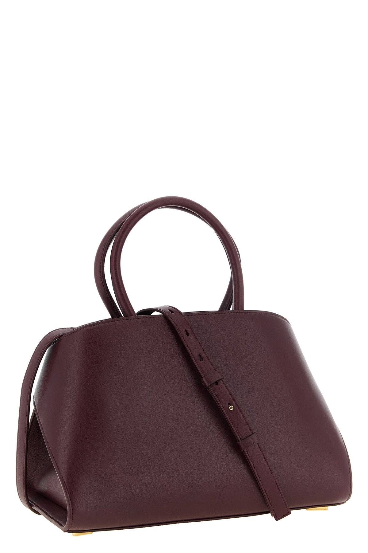 ferragamos hug (m) handbag in fine burgundy hammered calf leather stands out