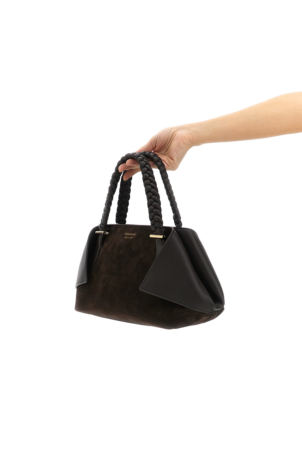 scarf th s handbag in suede and tone-on-tone smooth leather