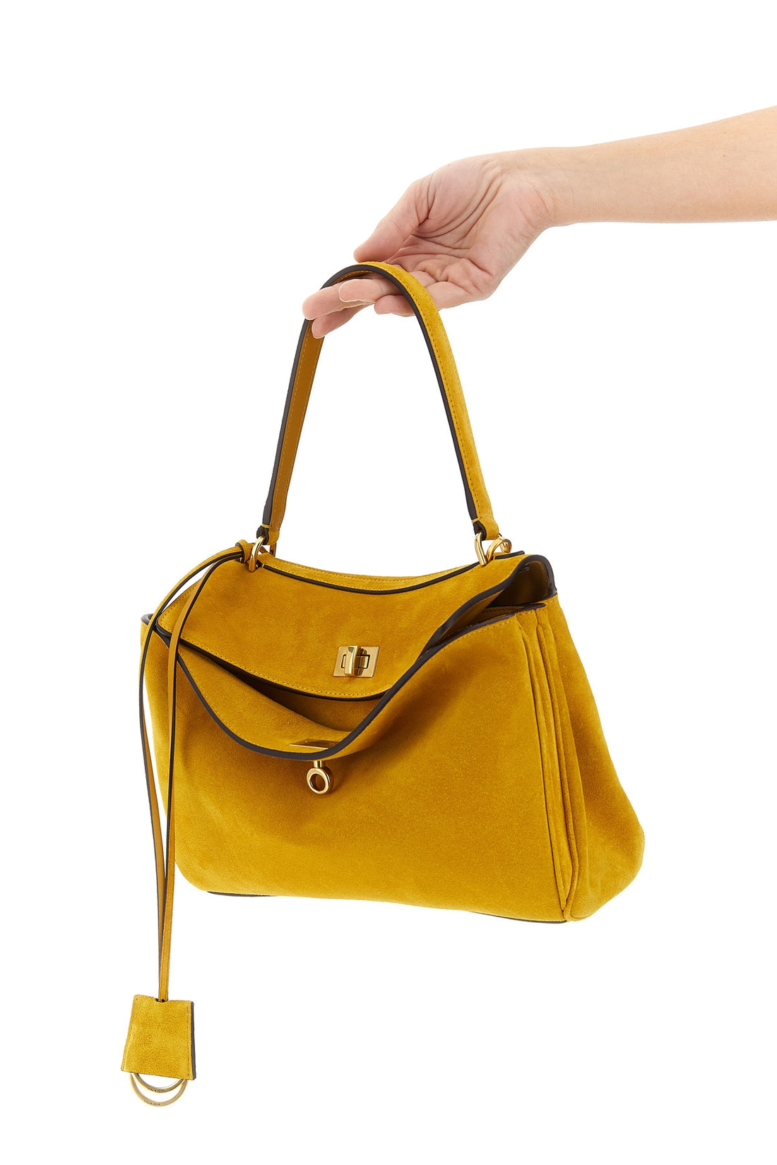 BALENCIAGA OS small rodeo handbag in suede and smooth calf leather
