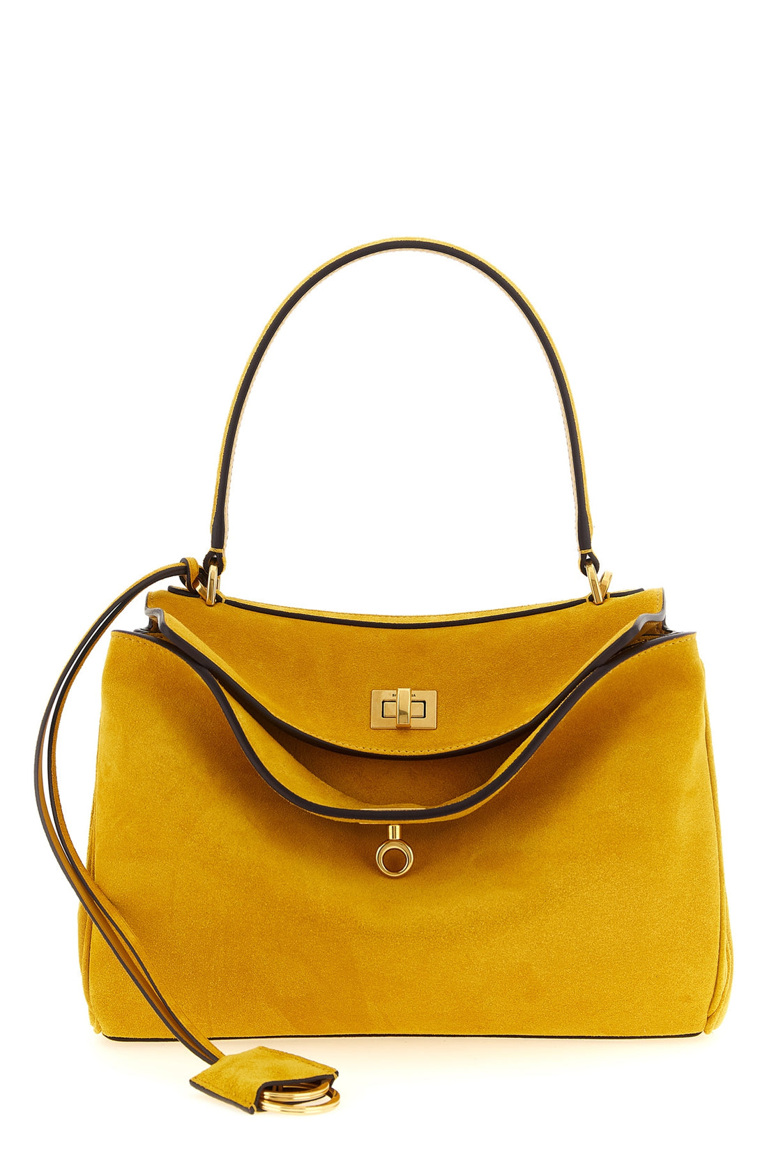 BALENCIAGA OS small rodeo handbag in suede and smooth calf leather