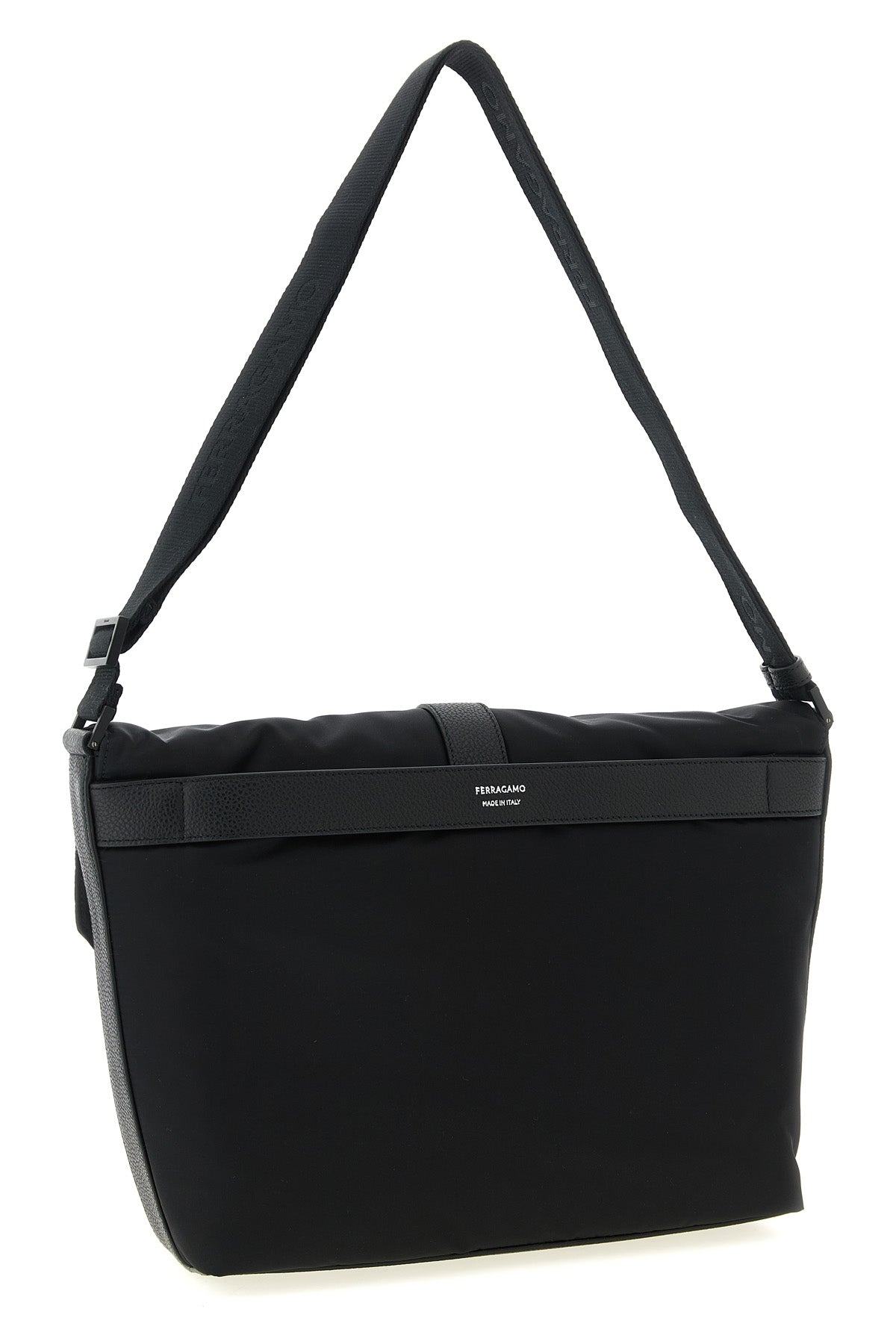 twins crossbody bag in technical fabric and hammered leather