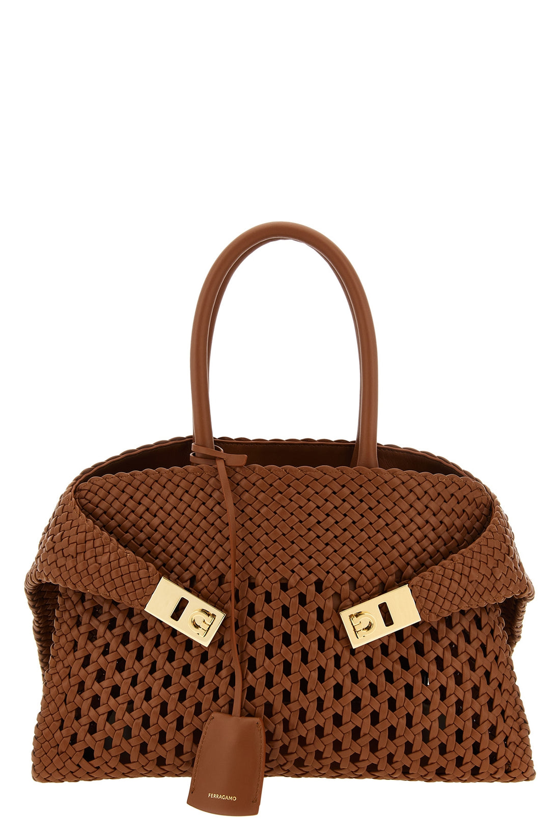 FERRAGAMO OS hug th s woven leather handbag