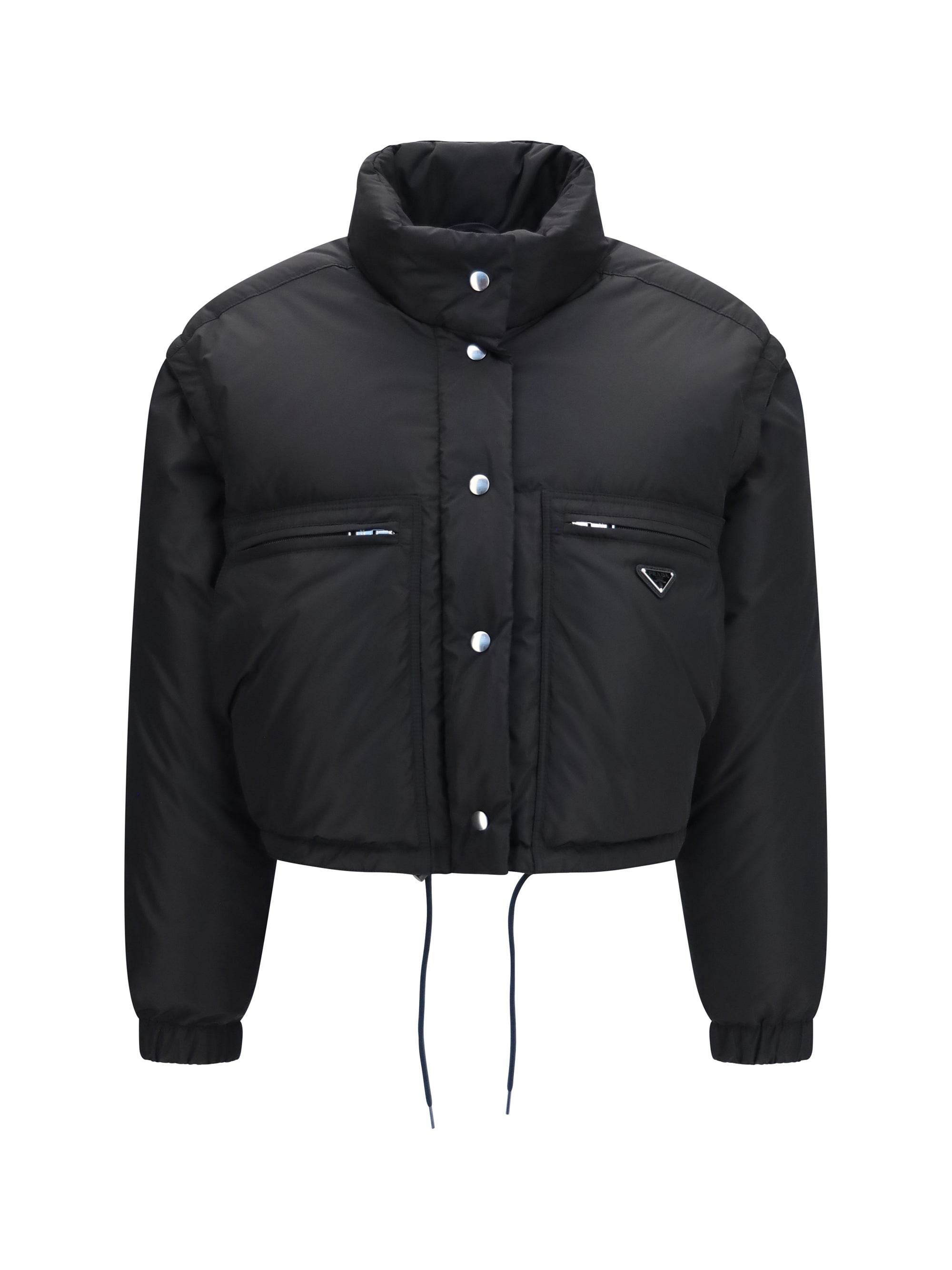 short padded jacket with zip and triangle logo