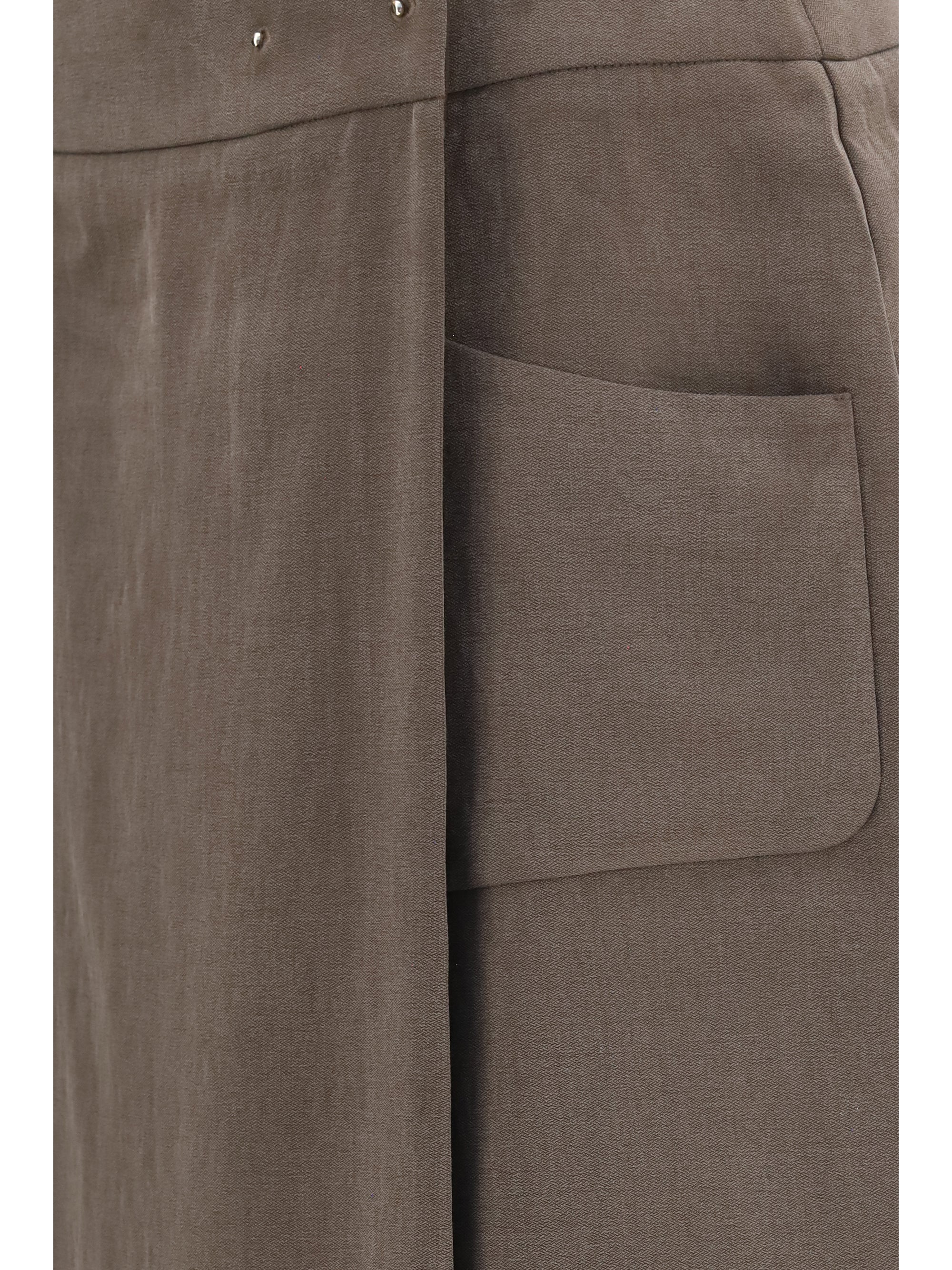 silk and wool wrap long skirt with patch pocket