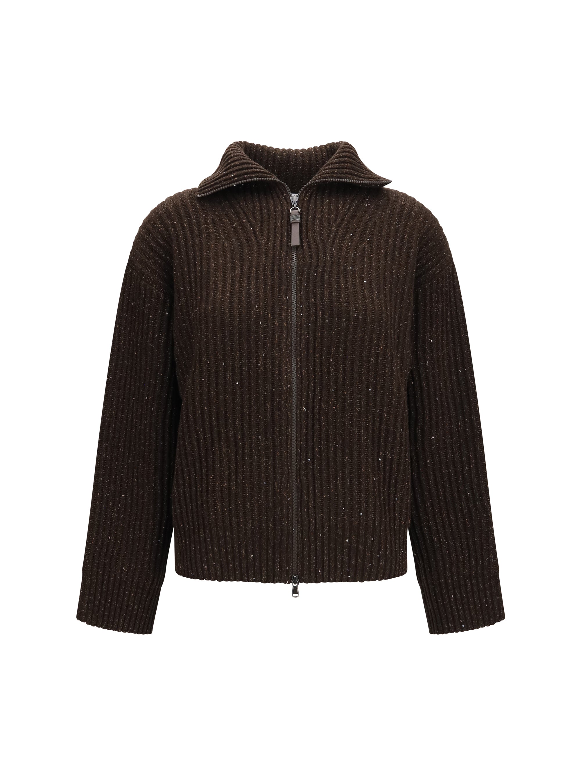 ribbed zip sweater