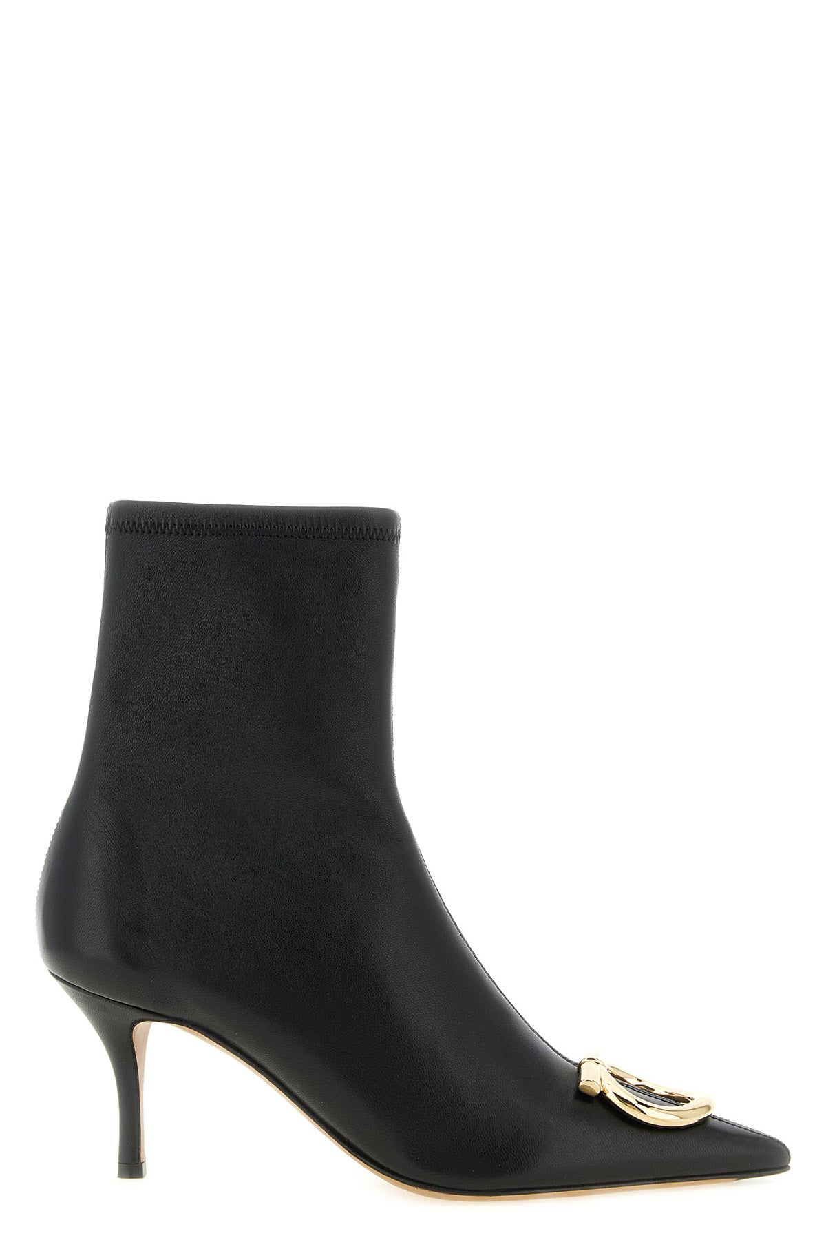 ferragamo mariu ankle boots have a tapered silhouette defined by a geometric t