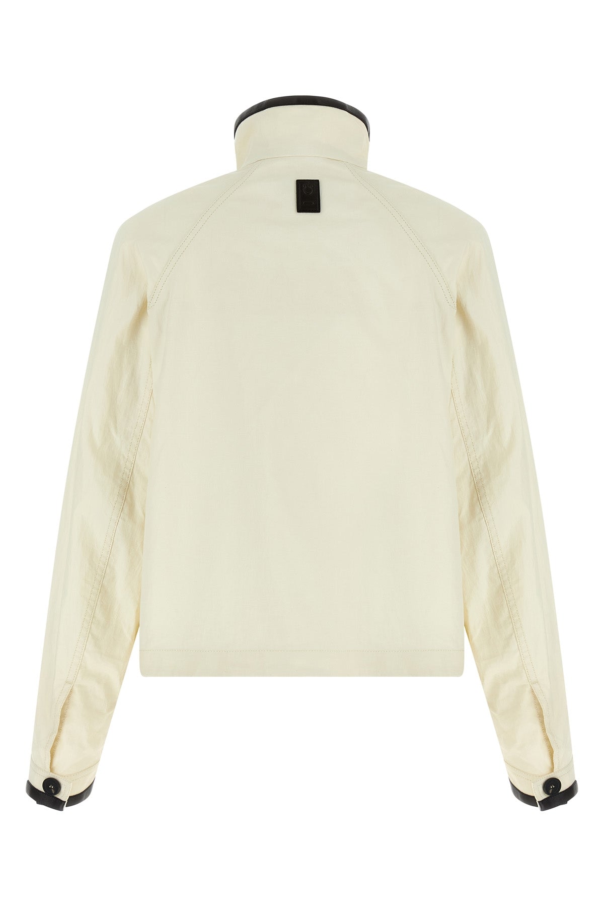 straight and short jacket in technical linen fabric