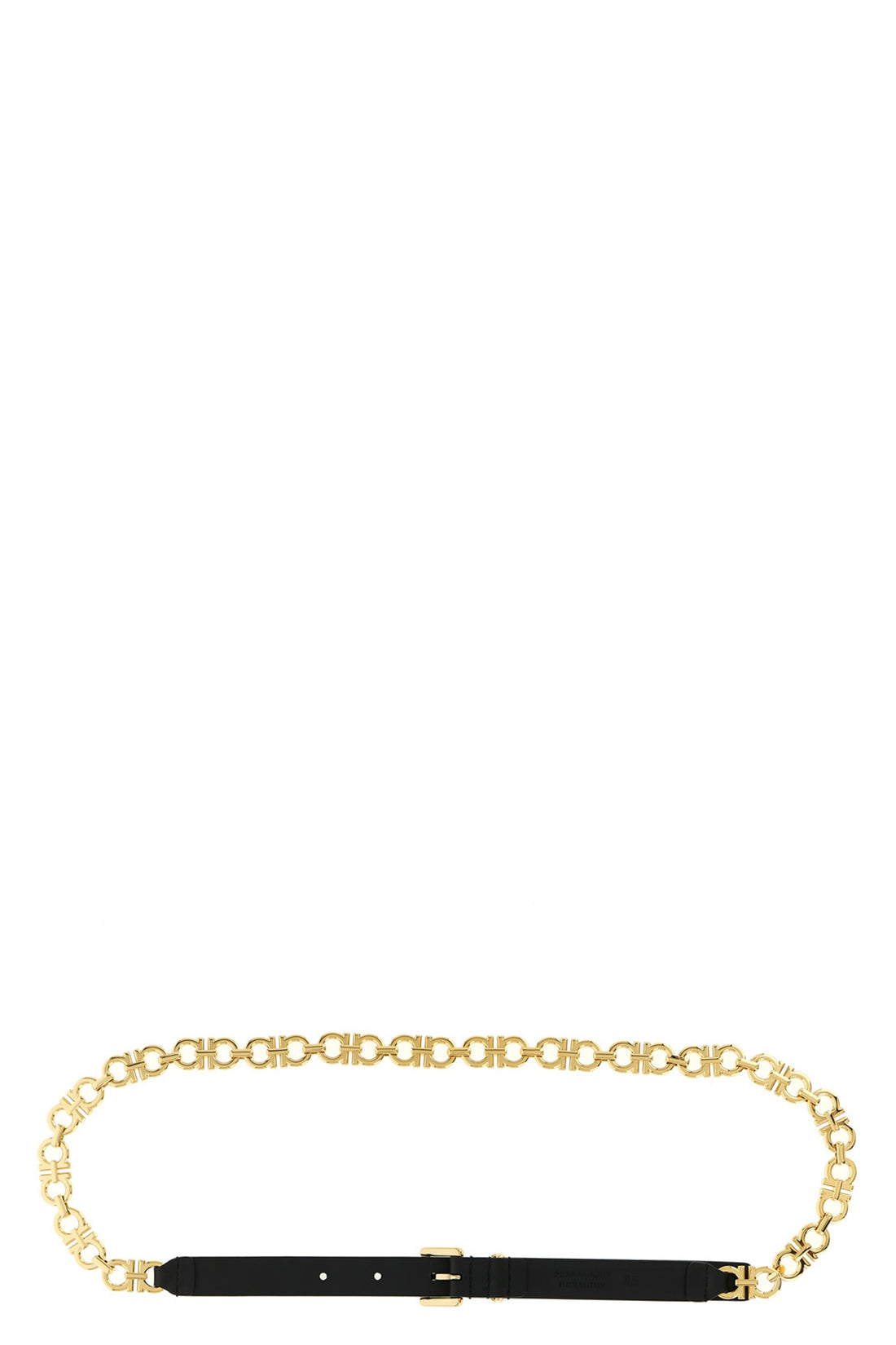 FERRAGAMO 85 cm gancini gold leather and chain belt