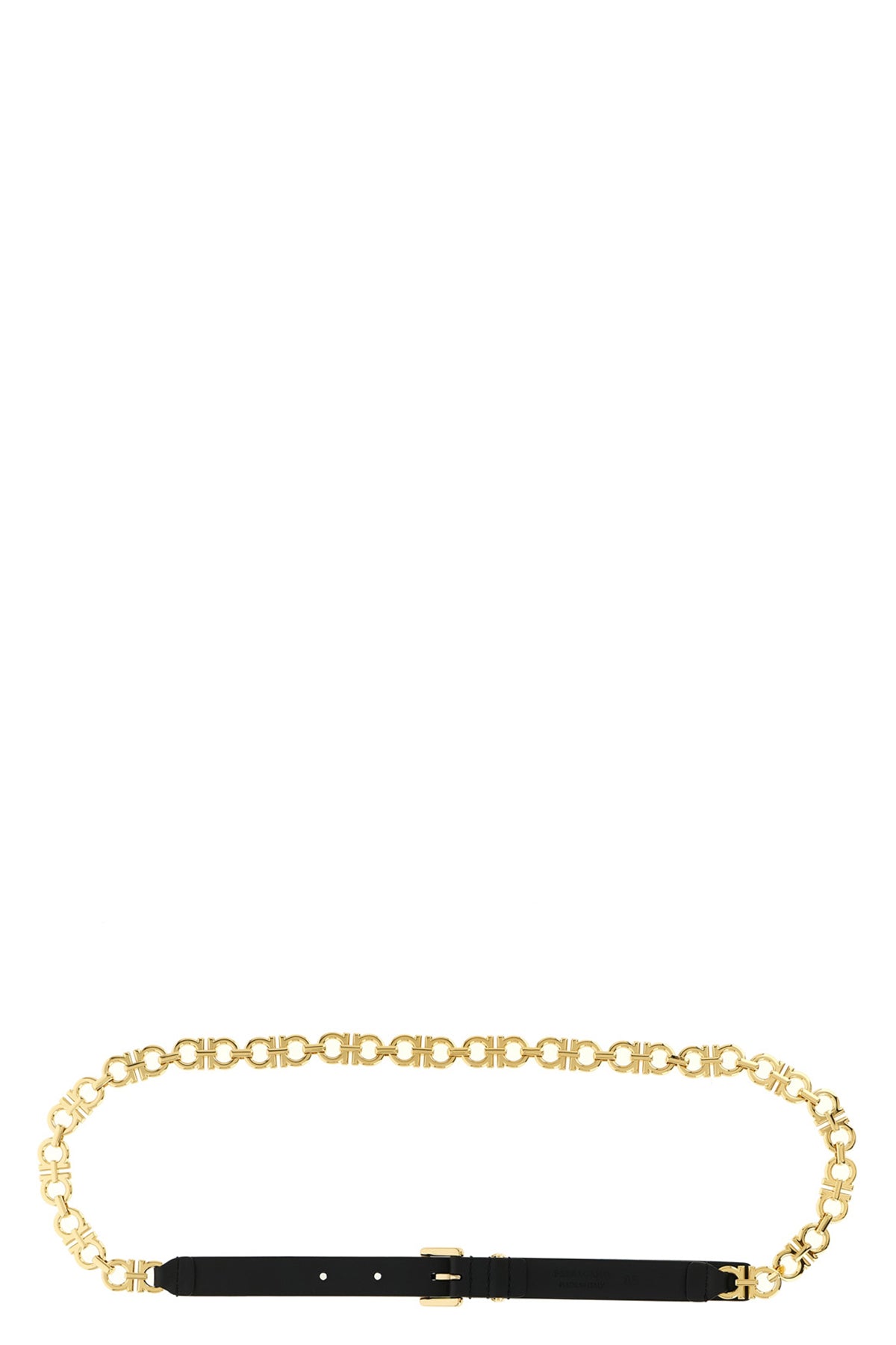 gancini gold leather and chain belt