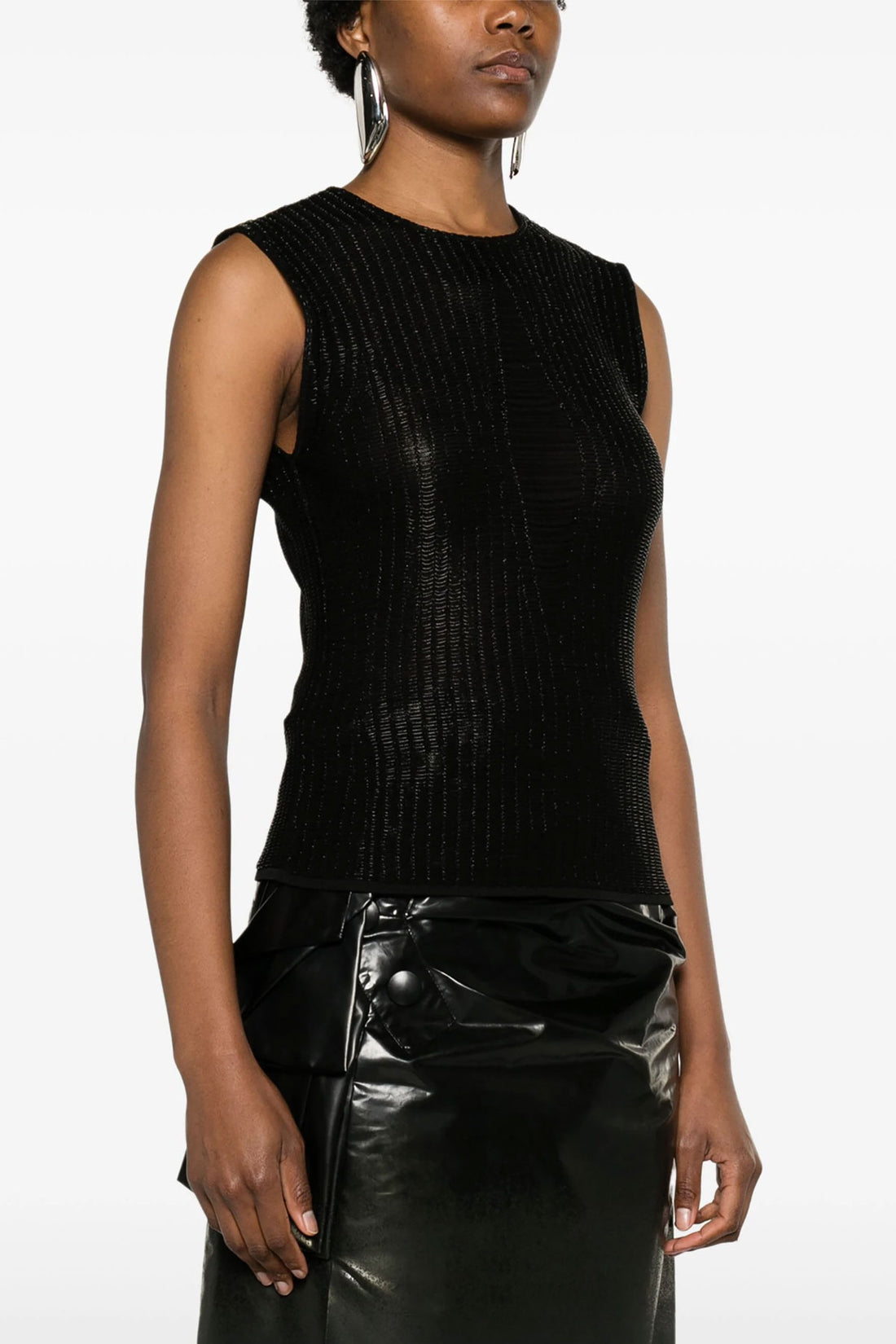 ALEXANDER MCQUEEN S sleeveless top in armour-effect fabric