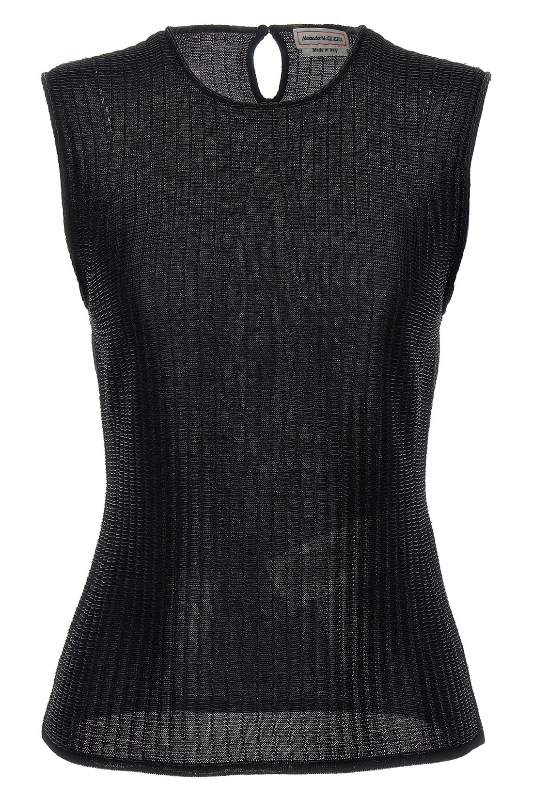 ALEXANDER MCQUEEN S sleeveless top in armour-effect fabric