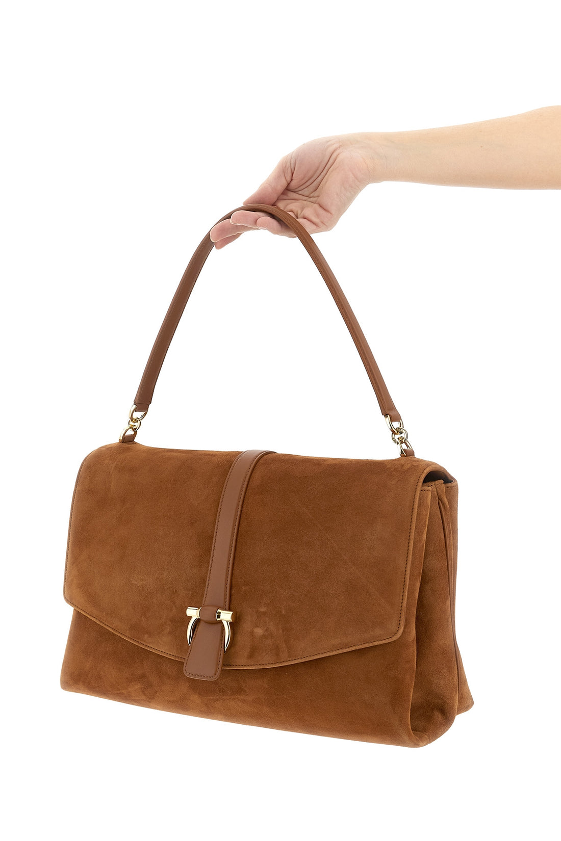 FERRAGAMO OS th l suede shoulder bag