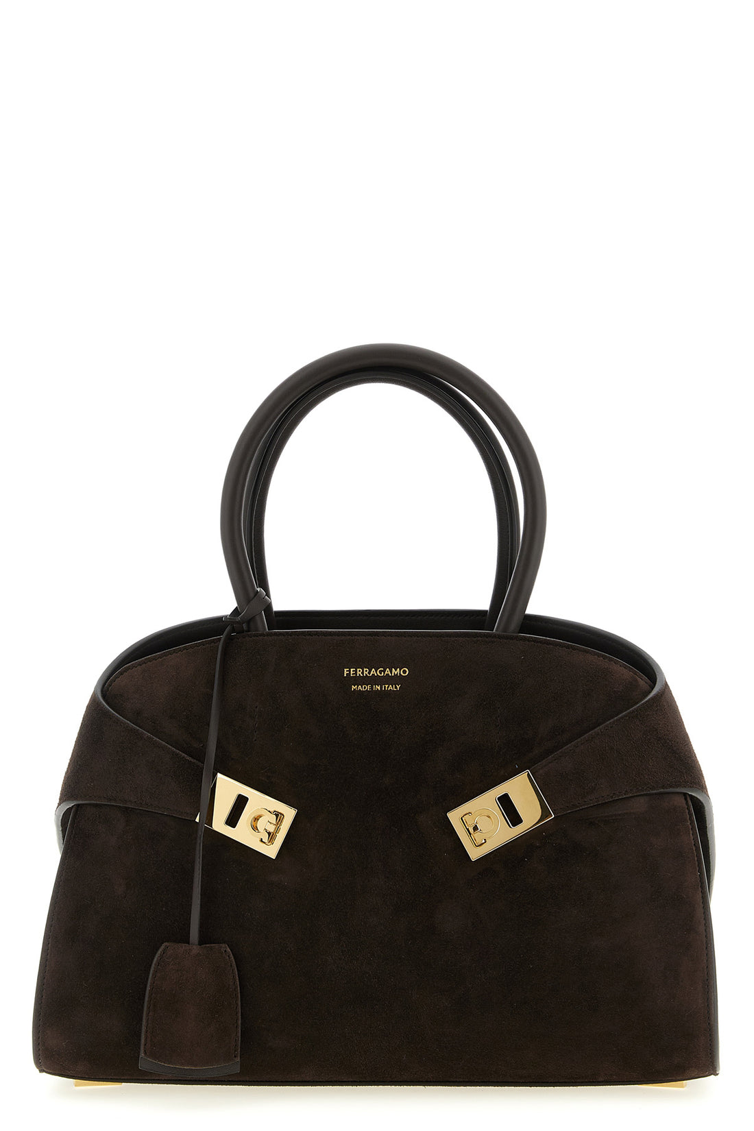 FERRAGAMO OS hug th s suede handbag