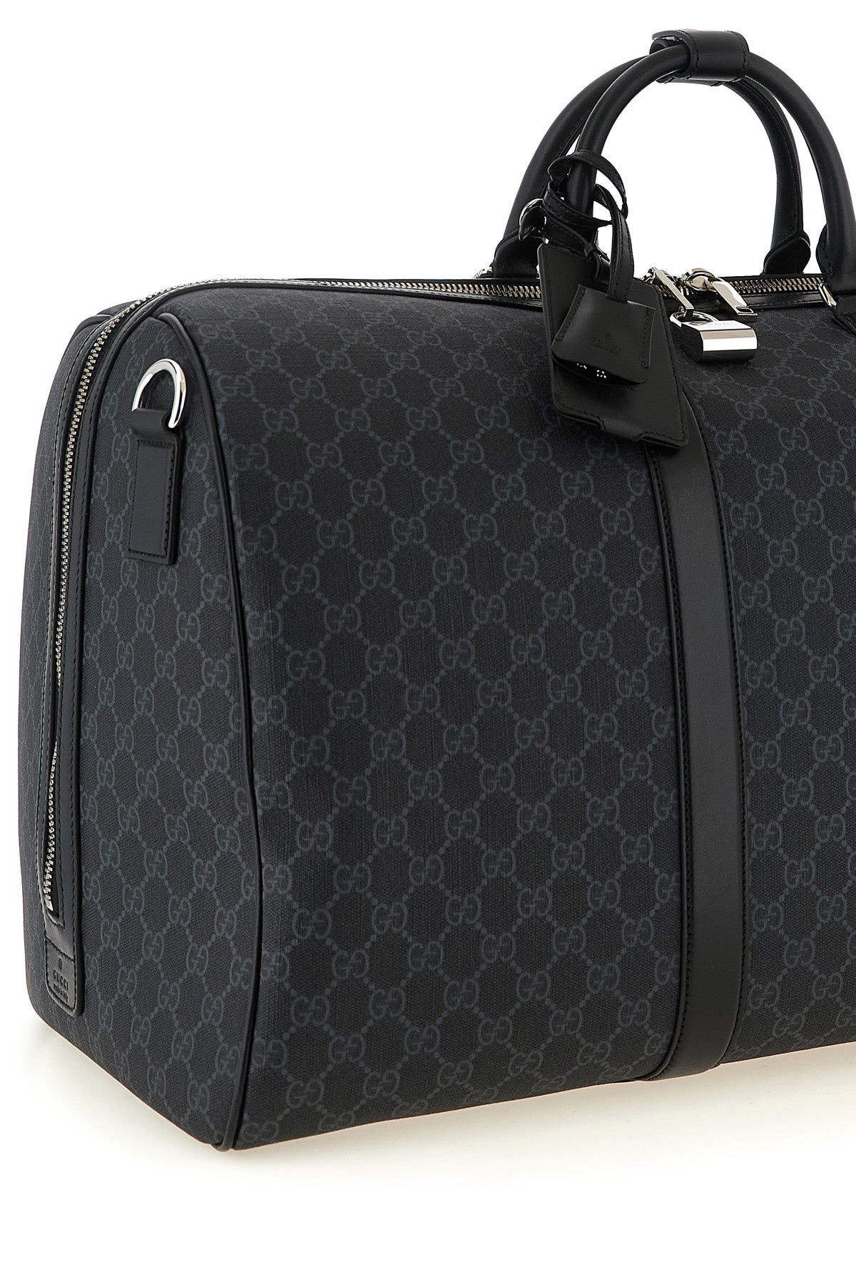 the gucci black gg supreme canvas duffel bag