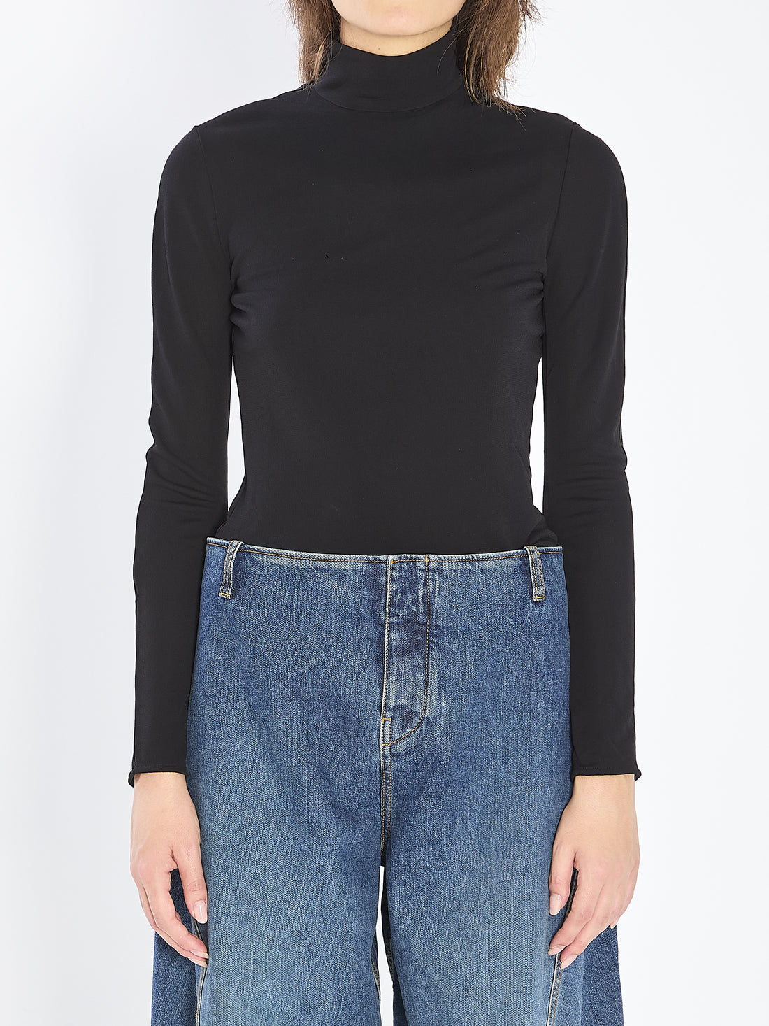 ALAIA 36 fluid jersey bodysuit with heart cut-out