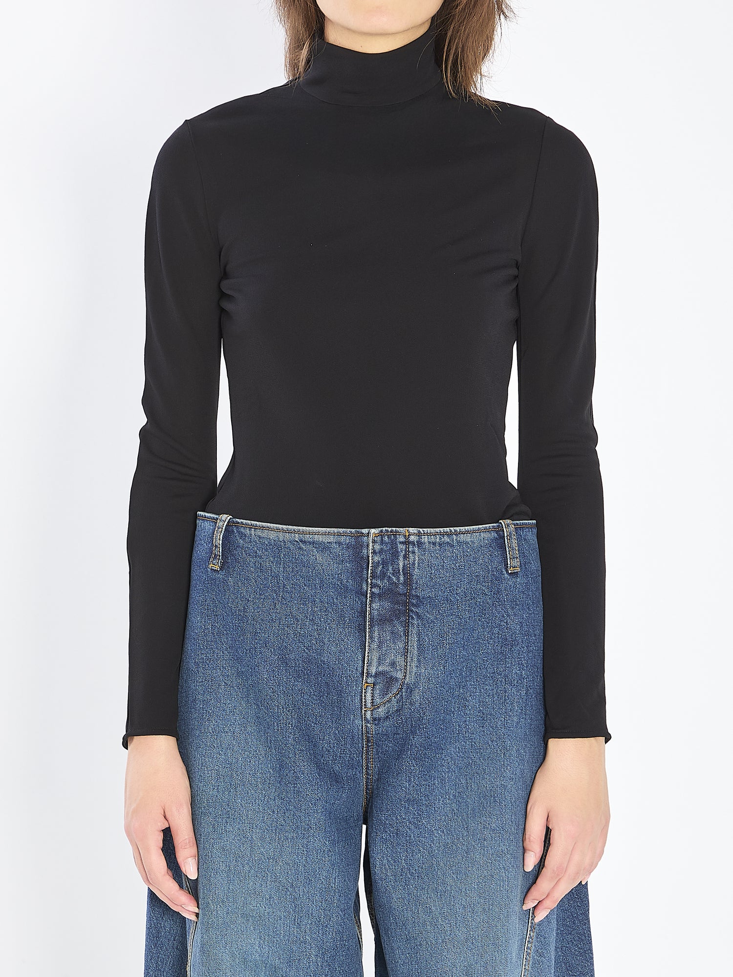 ALAIA 36 fluid jersey bodysuit with heart cut-out