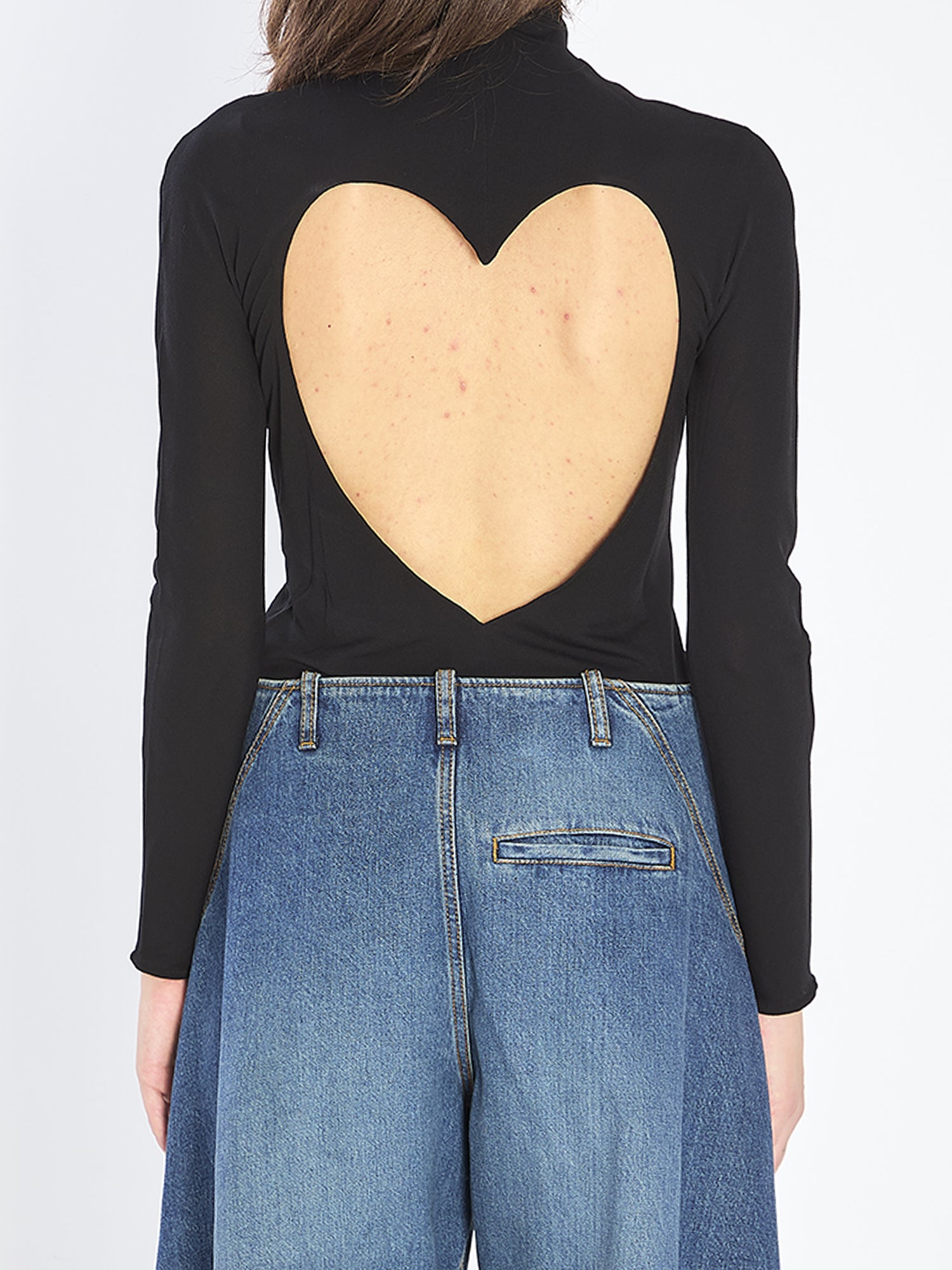 ALAIA 36 fluid jersey bodysuit with heart cut-out