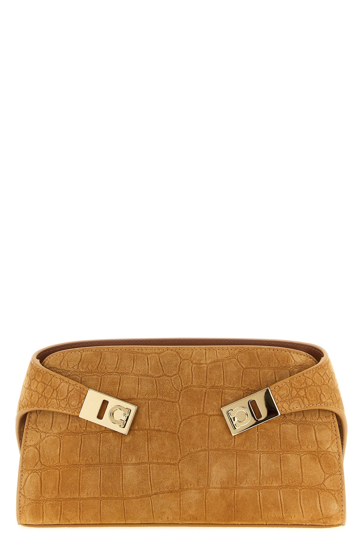hug mini crossbody bag in crocodile print suede