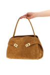 hug soft (m) crocodile-print suede shoulder bag