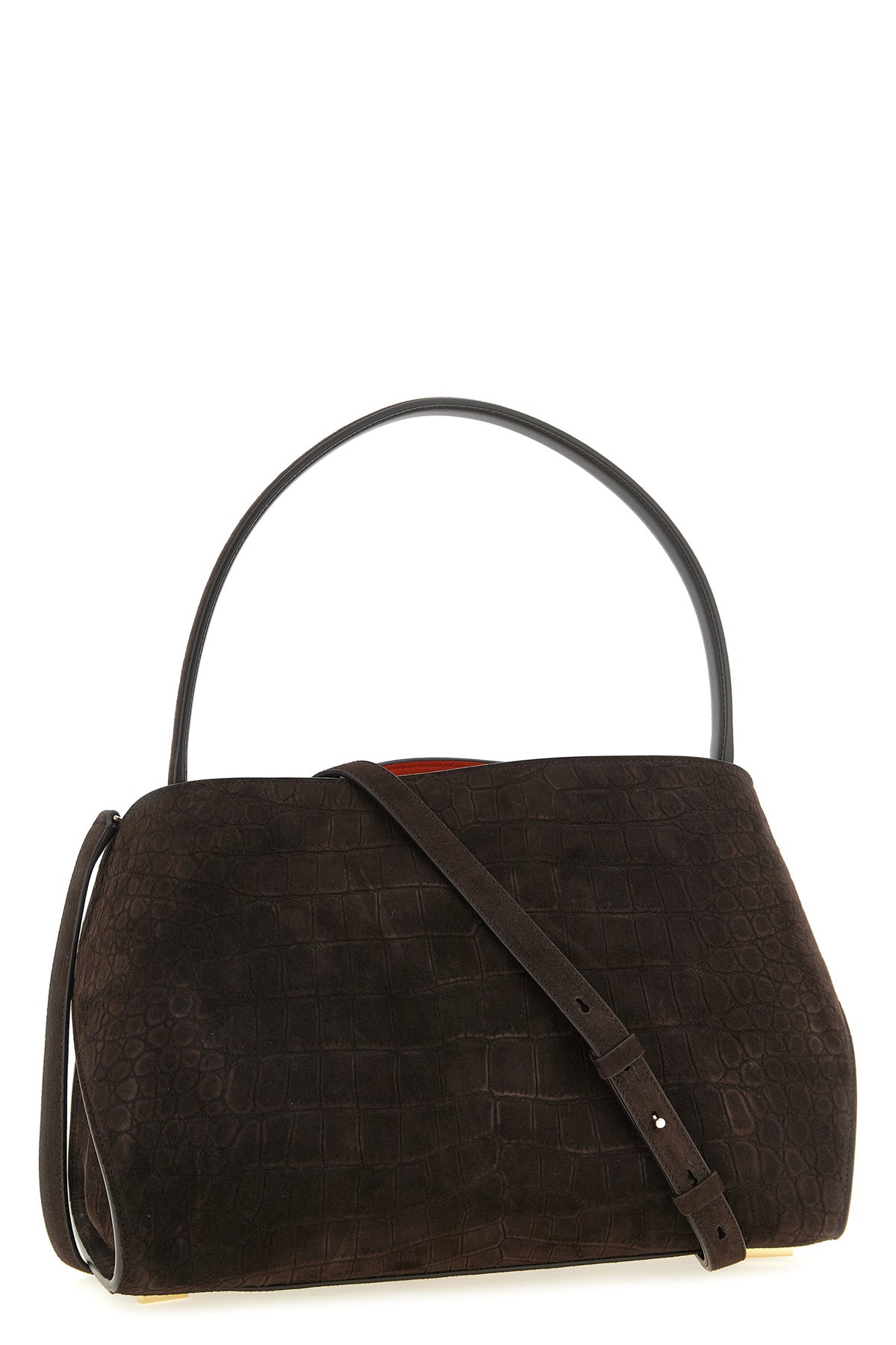 hug soft (m) crocodile-print suede shoulder bag