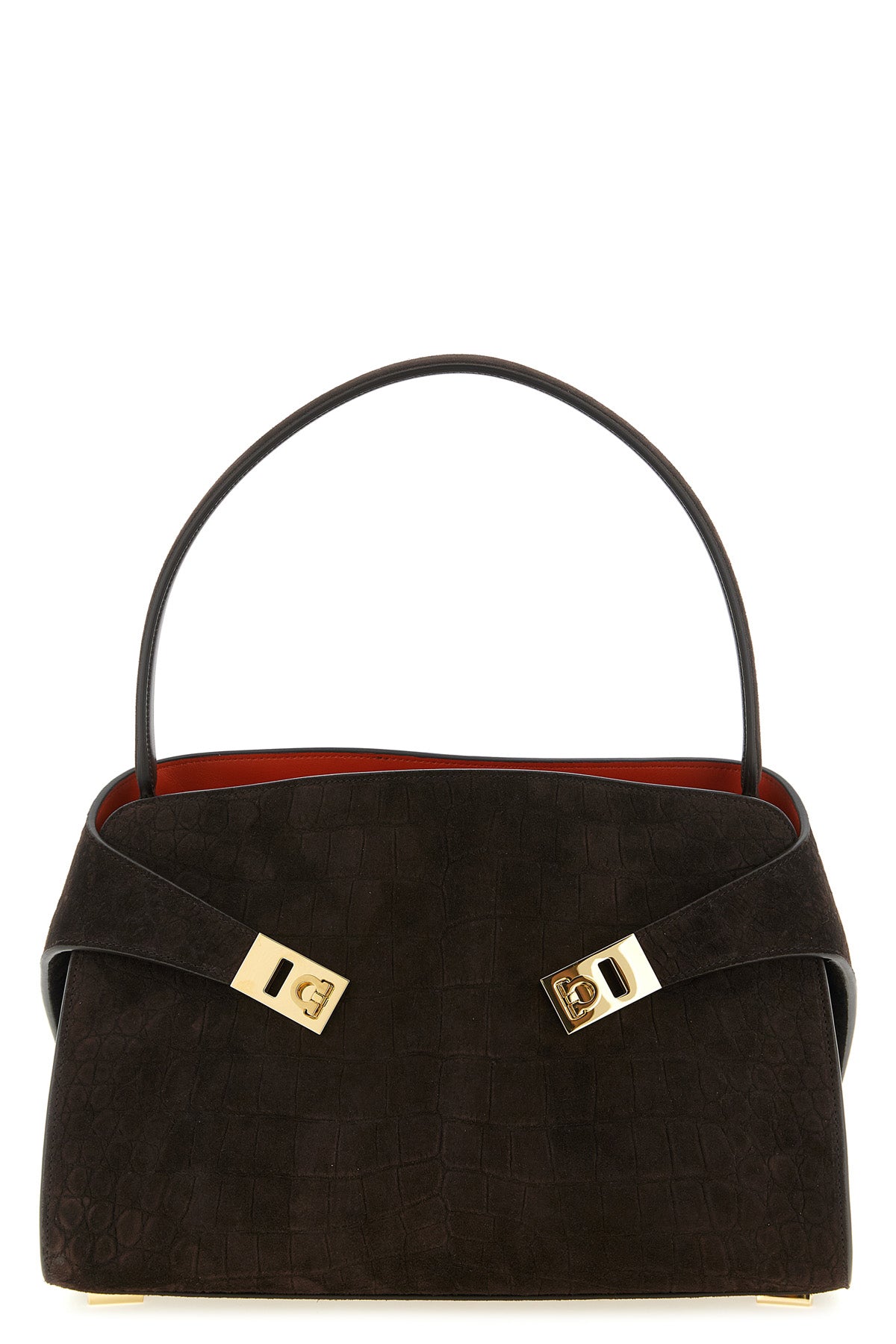 hug soft (m) crocodile-print suede shoulder bag
