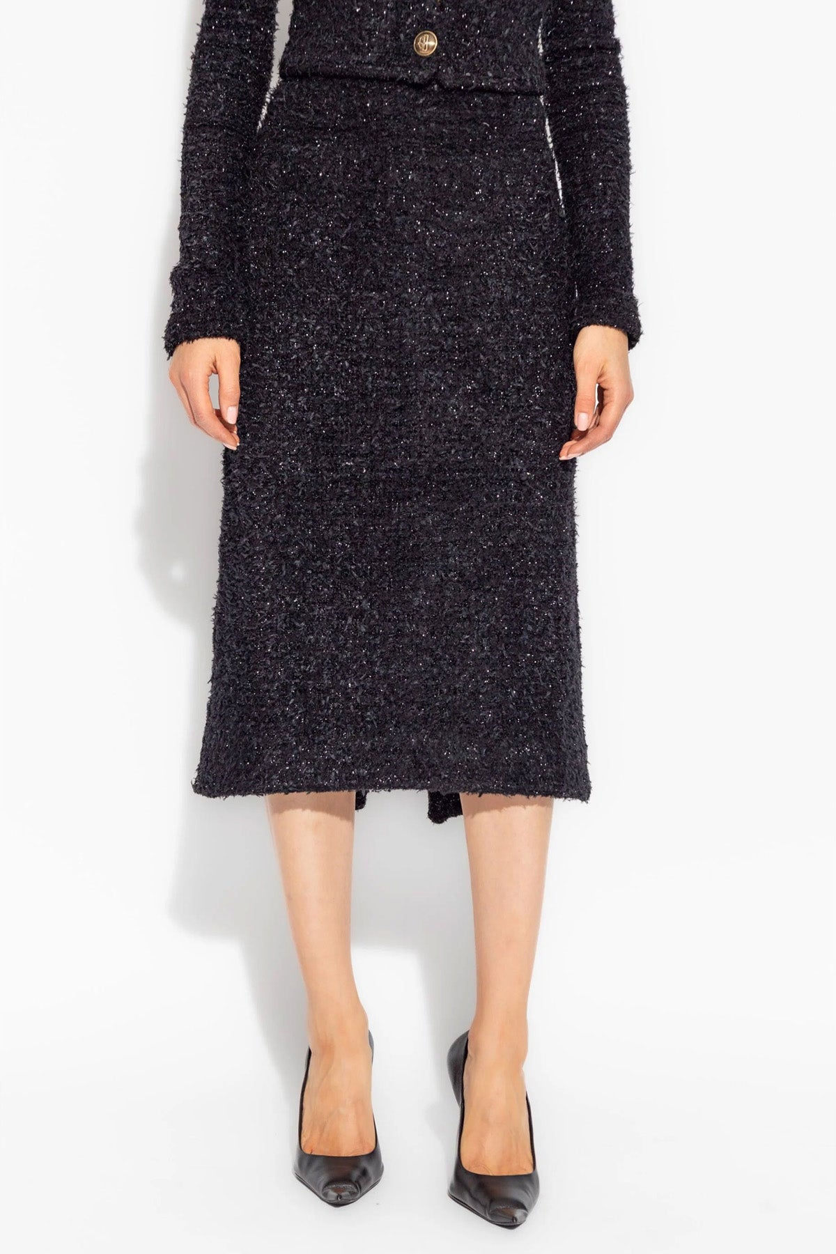 tweed midi skirt
