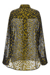 semi-transparent animal print georgette shirt made