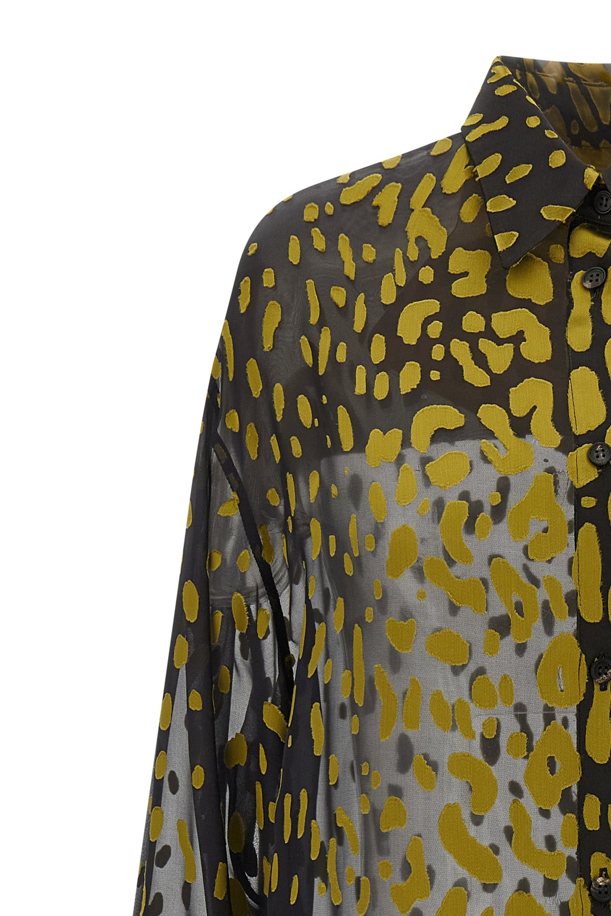 semi-transparent animal print georgette shirt made