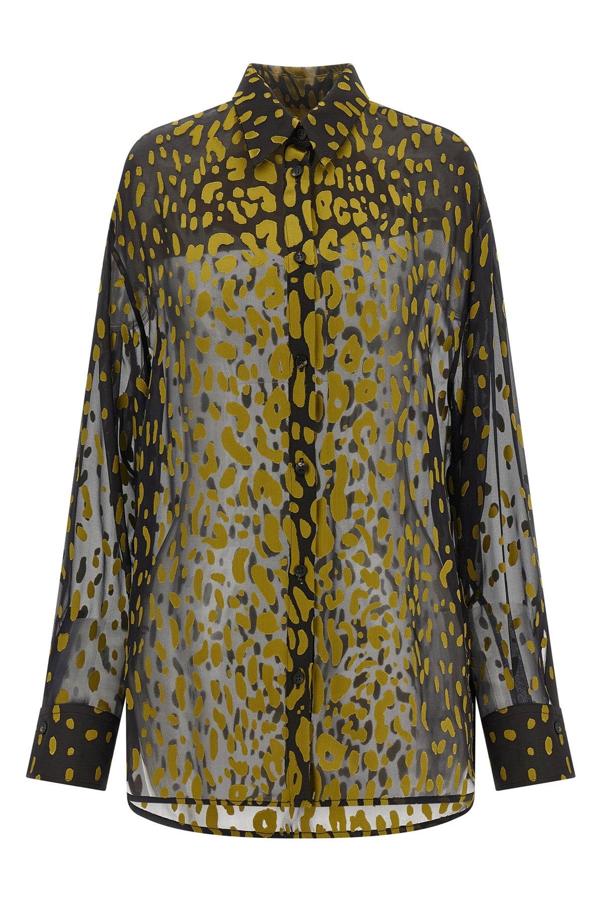 semi-transparent animal print georgette shirt made