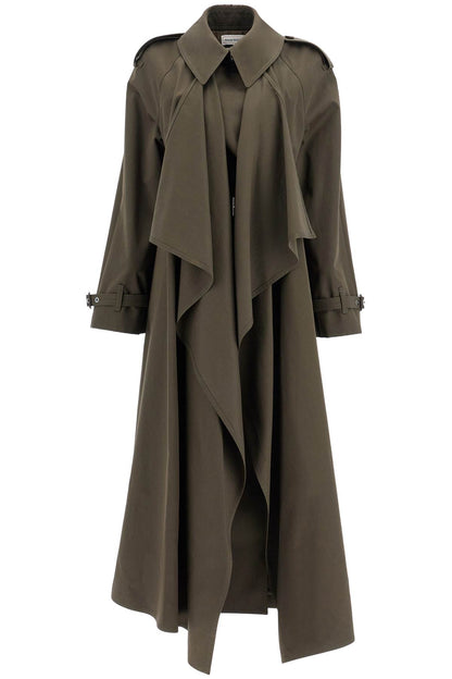 double-breasted trench coat with draped