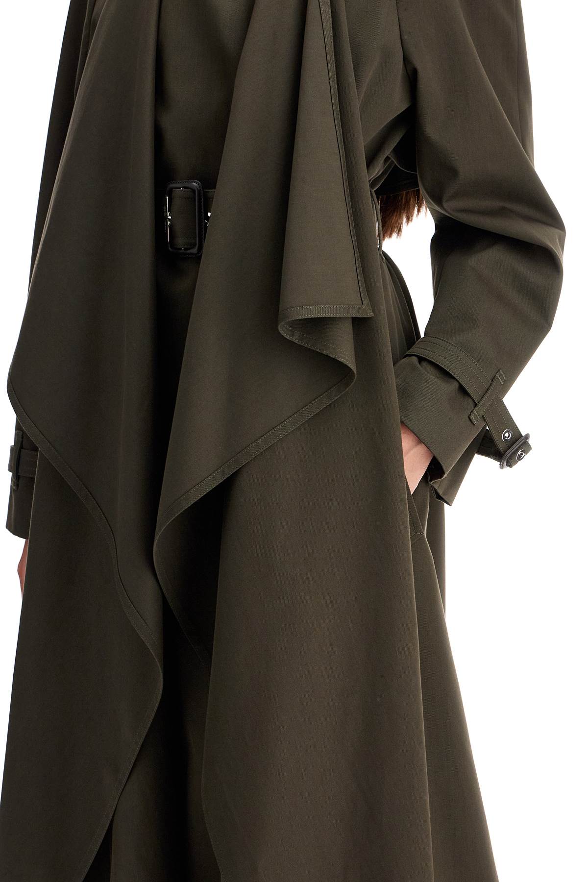 double-breasted trench coat with draped