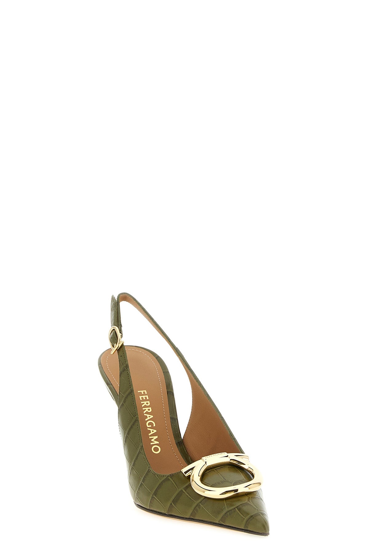 ferragamo sara slingbacks define a tapered silhouette through a rigorous point