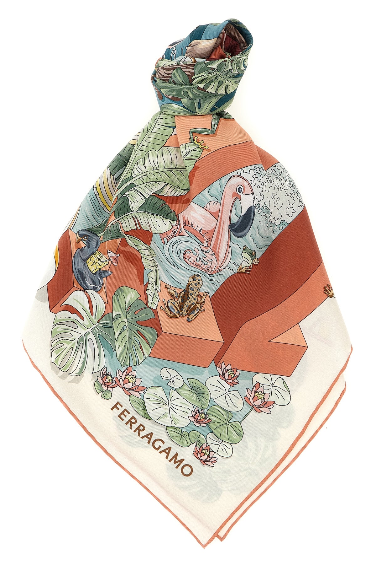 the jungle party ferragamo scarf represents an expression of pure italian craf