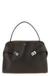 the ferragamo hug soft (l) shoulder bag stands out for its trapezoid silhouett