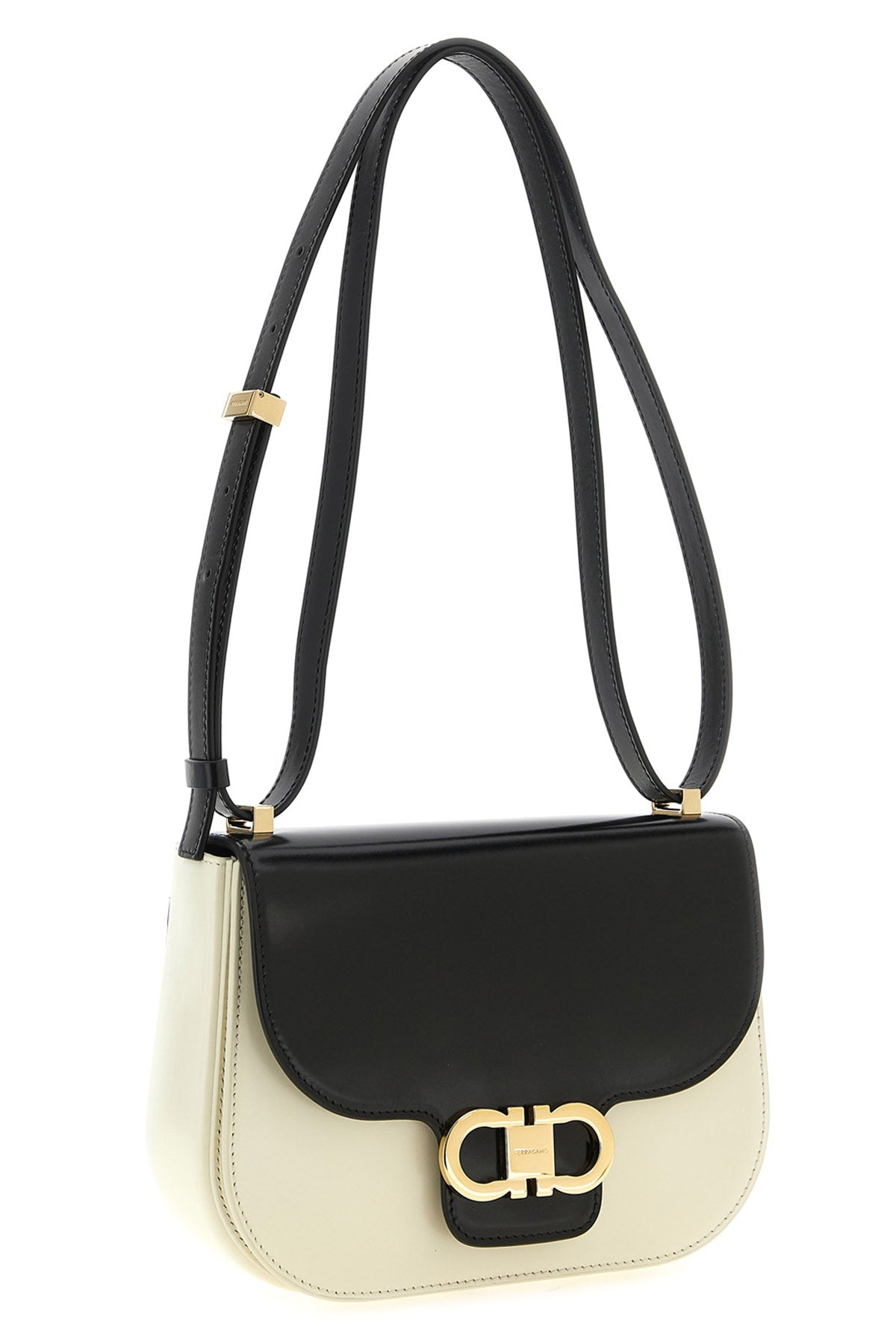 the ferragamo north-south double gancini (xs) crossbody bag defines a rigorous