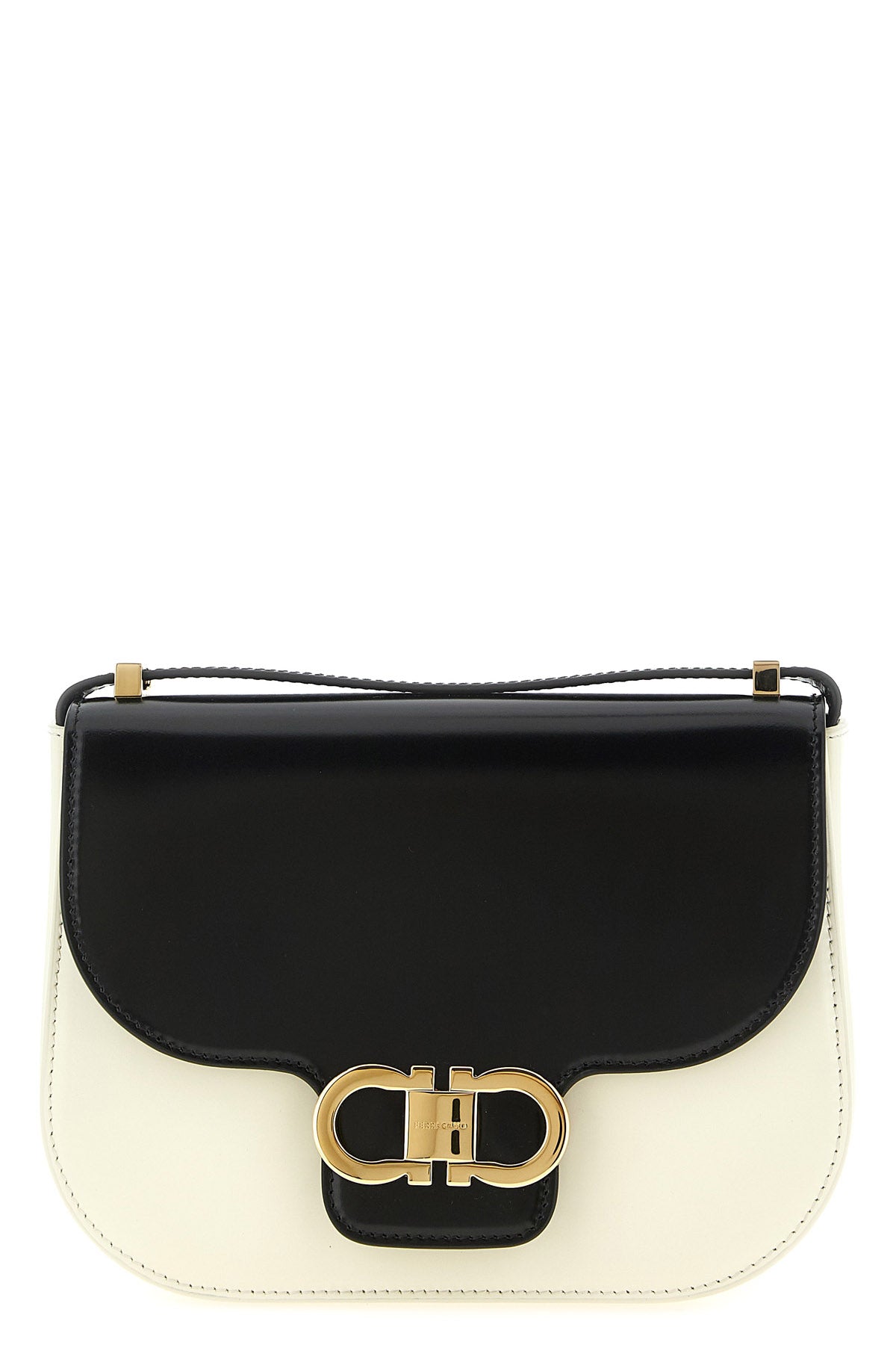 the ferragamo north-south double gancini (xs) crossbody bag defines a rigorous