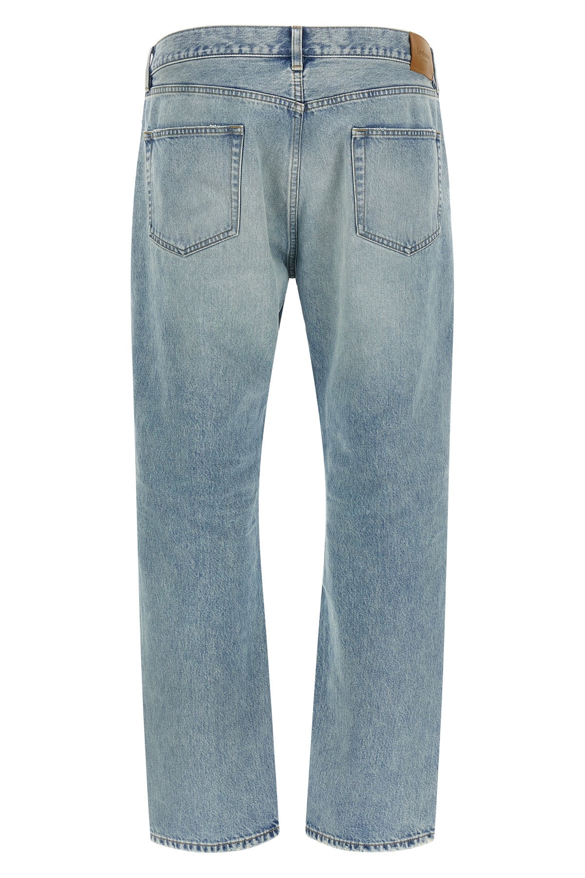 used-effect stone washed cotton denim jeans