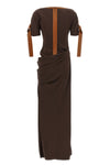 the ferragamo long dress defines a silhouette that has slipped through a sartori