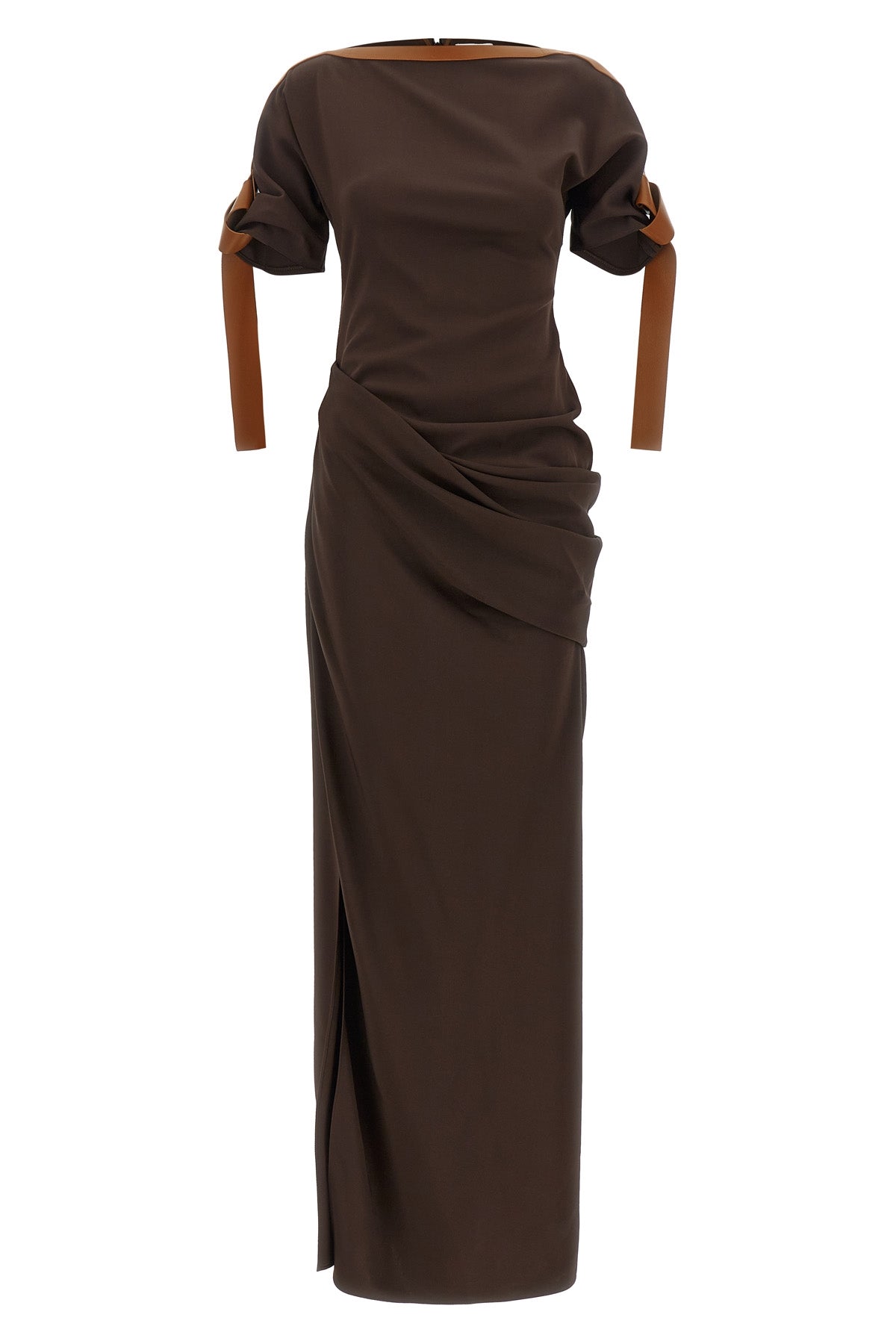 the ferragamo long dress defines a silhouette that has slipped through a sartori