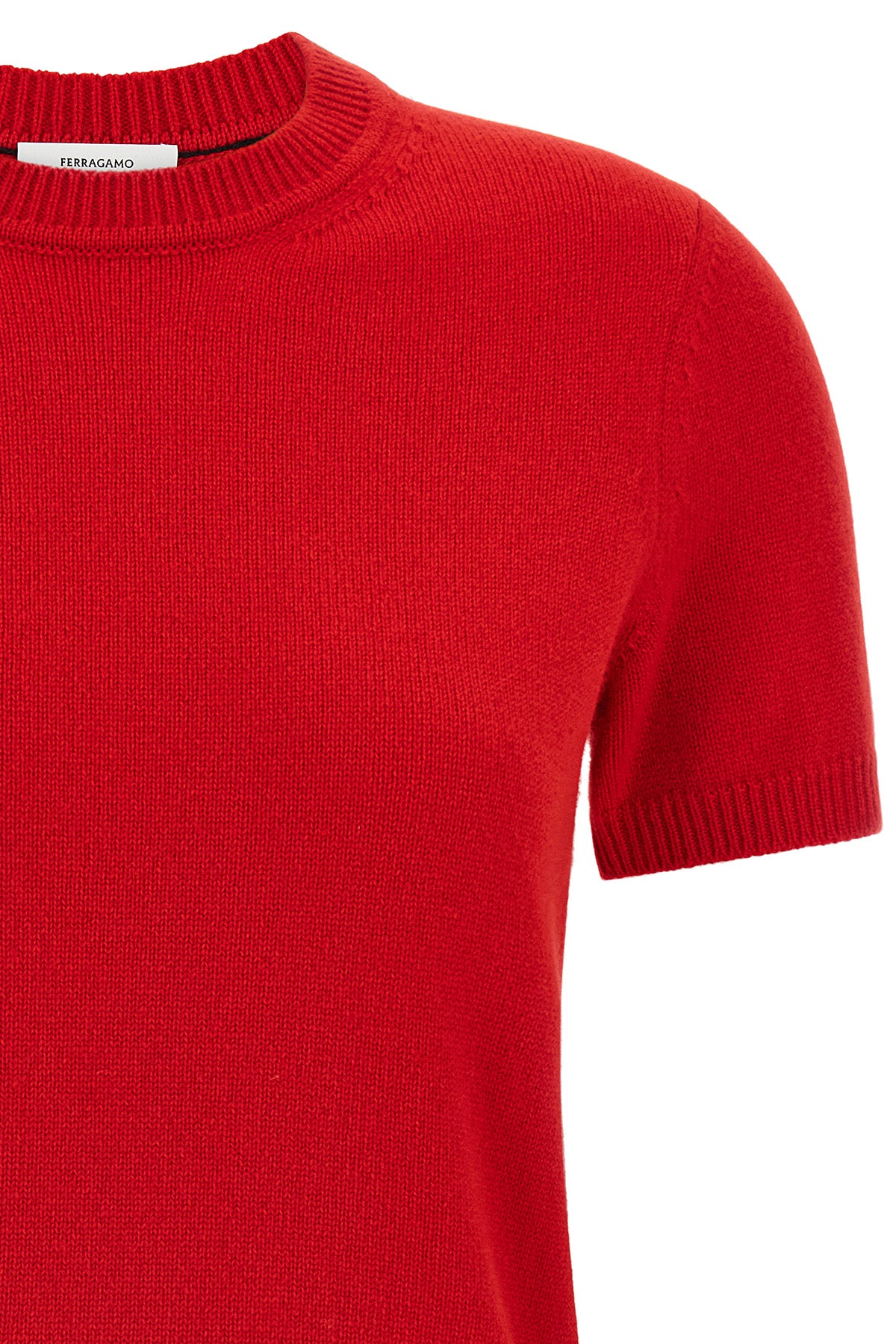 the ferragamo t-shirt redefines the codes of essential knitwear through a pure c