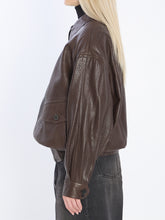 SAINT LAURENT 38 balloon lambskin leather bomber jacket