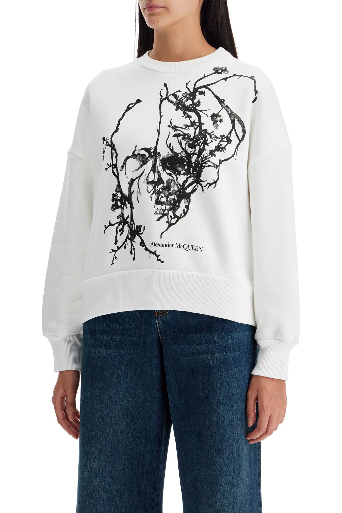 boxy cherry blossom skull sweat